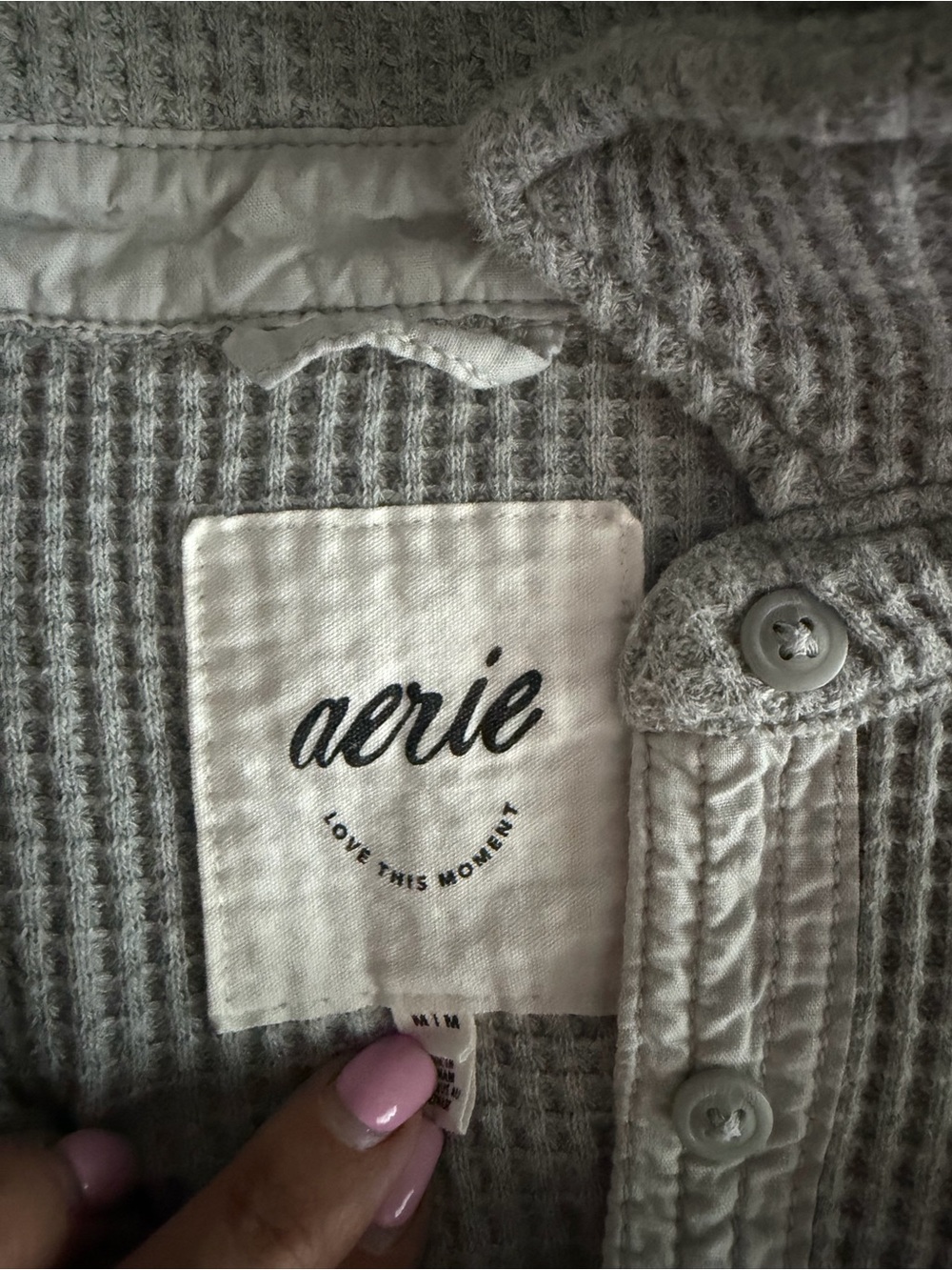 Aerie Light grey Waffle Button-Up - Picture 4 of 4